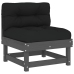 Juego de muebles de jardín 6 pzas y cojines madera maciza gris