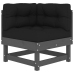 Juego de muebles de jardín 6 pzas y cojines madera maciza gris