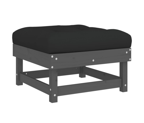 Juego de muebles de jardín 6 pzas y cojines madera maciza gris