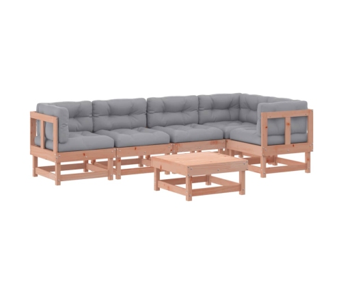 Juego de muebles jardín 6 pzas y cojines madera abeto Douglas