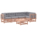 Juego de muebles jardín 6 pzas y cojines madera abeto Douglas