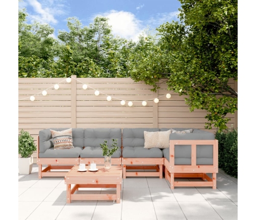 Juego de muebles jardín 6 pzas y cojines madera abeto Douglas
