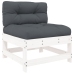 Juego de muebles jardín 6 piezas y cojines madera maciza blanco