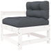 Juego de muebles jardín 6 piezas y cojines madera maciza blanco