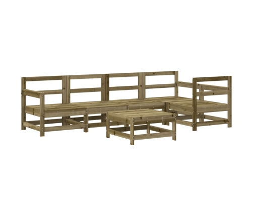 Juego de muebles jardín 6 pzas y cojines madera pino impregnada