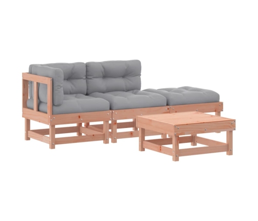 Juego de muebles jardín 4 pzas y cojines madera abeto Douglas