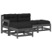 Juego de muebles de jardín 4 pzas y cojines madera maciza gris