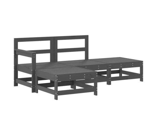 Juego de muebles de jardín 4 pzas y cojines madera maciza gris