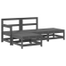Juego de muebles de jardín 4 pzas y cojines madera maciza gris