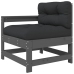 Juego de muebles de jardín 4 pzas y cojines madera maciza gris