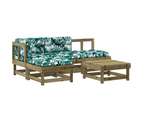 Juego de muebles jardín 5 pzas y cojines madera pino impregnada