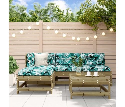 Juego de muebles jardín 5 pzas y cojines madera pino impregnada