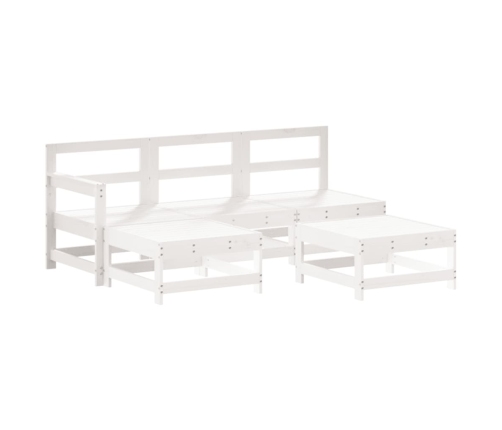 Juego de muebles jardín 5 piezas y cojines madera maciza blanco