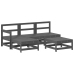 Juego de muebles jardín 5 piezas y cojines madera maciza gris