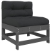 Juego de muebles jardín 5 piezas y cojines madera maciza gris