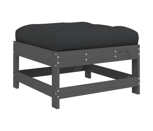 Juego de muebles jardín 5 piezas y cojines madera maciza gris