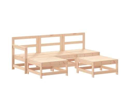 Juego de muebles de jardín 5 piezas y cojines madera maciza
