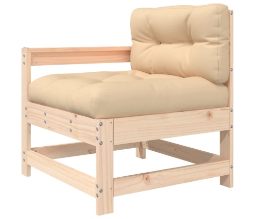 Juego de muebles de jardín 5 piezas y cojines madera maciza