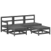 Juego de muebles jardín 5 piezas y cojines madera maciza gris