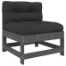 Juego de muebles jardín 5 piezas y cojines madera maciza gris