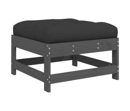 Juego de muebles jardín 5 piezas y cojines madera maciza gris