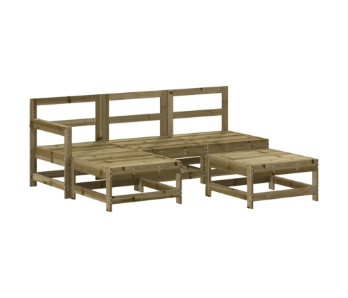 Juego de muebles jardín 5 pzas y cojines madera pino impregnada