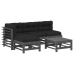 Juego de muebles jardín 5 piezas y cojines madera maciza gris