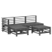 Juego de muebles jardín 5 piezas y cojines madera maciza gris