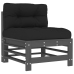 Juego de muebles jardín 5 piezas y cojines madera maciza gris
