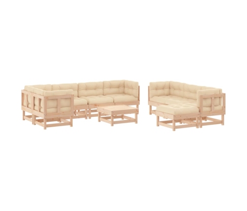 Juego de muebles de jardín 10 piezas y cojines madera maciza