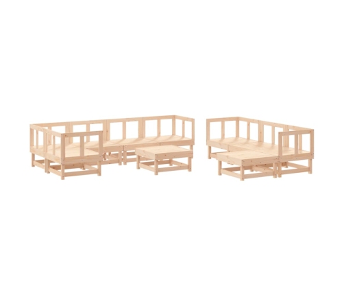 Juego de muebles de jardín 10 piezas y cojines madera maciza