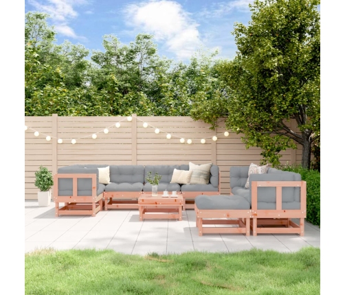 Juego de muebles jardín 10 pzas y cojines madera abeto Douglas