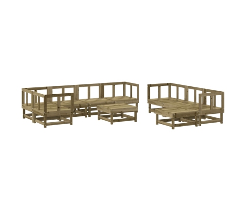 Juego muebles jardín 10 pzas y cojines madera pino impregnada