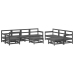 Juego de muebles de jardín 10 pzas y cojines madera maciza gris