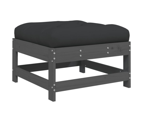 Juego de muebles de jardín 10 pzas y cojines madera maciza gris