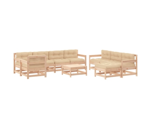 Juego de muebles de jardín 10 piezas y cojines madera maciza