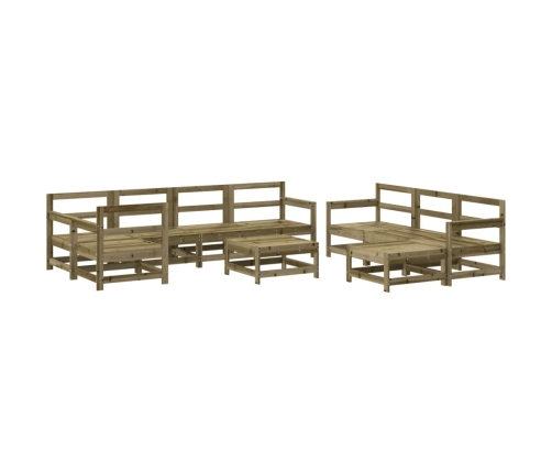 Juego muebles jardín 10 pzas y cojines madera pino impregnada