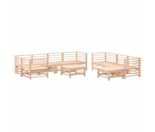 Juego de muebles de jardín 10 piezas y cojines madera maciza