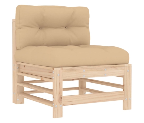 Juego de muebles de jardín 10 piezas y cojines madera maciza