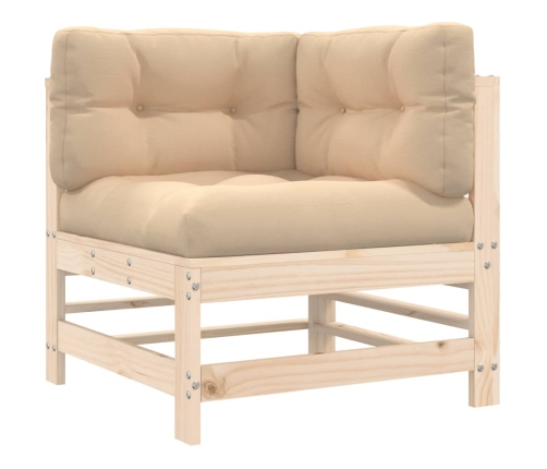 Juego de muebles de jardín 10 piezas y cojines madera maciza