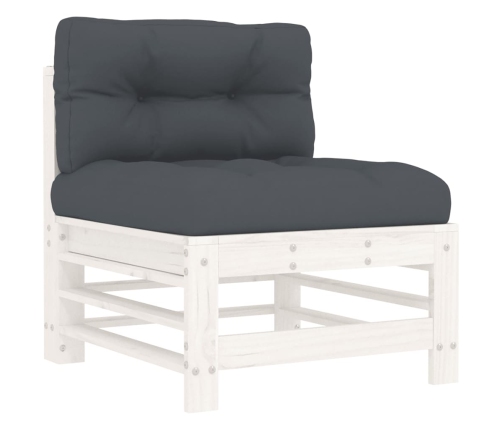 Juego de muebles jardín 10 pzas y cojines madera maciza blanco