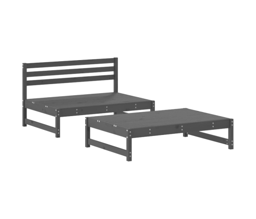 Juego de muebles de jardín 2 pzas y cojines madera maciza gris