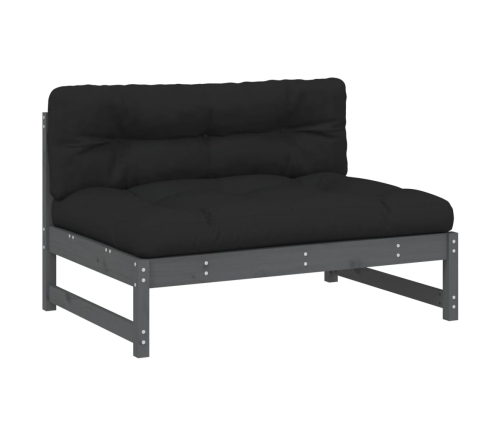 Juego de muebles de jardín 2 pzas y cojines madera maciza gris