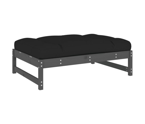 Juego de muebles de jardín 2 pzas y cojines madera maciza gris