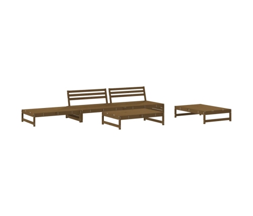 Juego muebles jardín 5 pzas y cojines madera maciza marrón miel