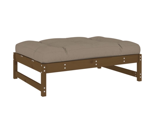Juego muebles jardín 5 pzas y cojines madera maciza marrón miel