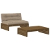 Juego muebles jardín 2 pzas y cojines madera maciza marrón miel