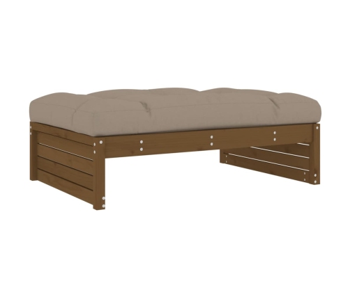 Juego muebles jardín 2 pzas y cojines madera maciza marrón miel