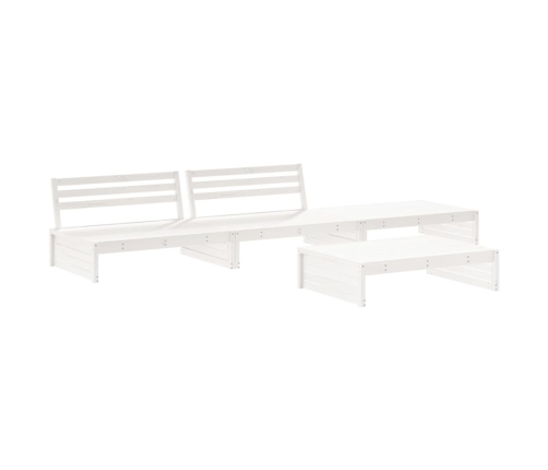 Juego de muebles jardín 4 piezas y cojines madera maciza blanco