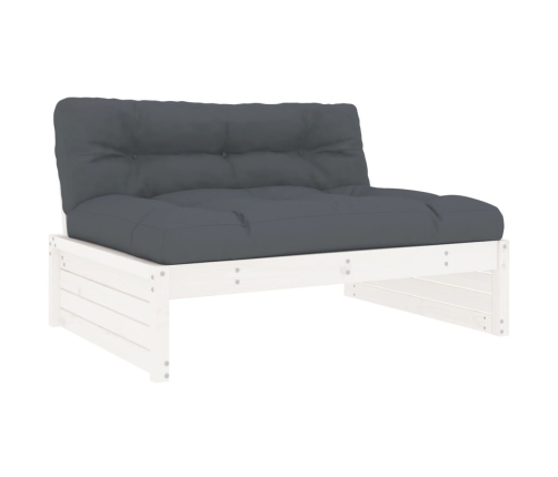 Juego de muebles jardín 4 piezas y cojines madera maciza blanco
